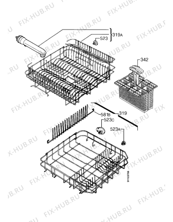 Взрыв-схема посудомоечной машины Aeg FAV6480W - Схема узла Baskets, tubes 061